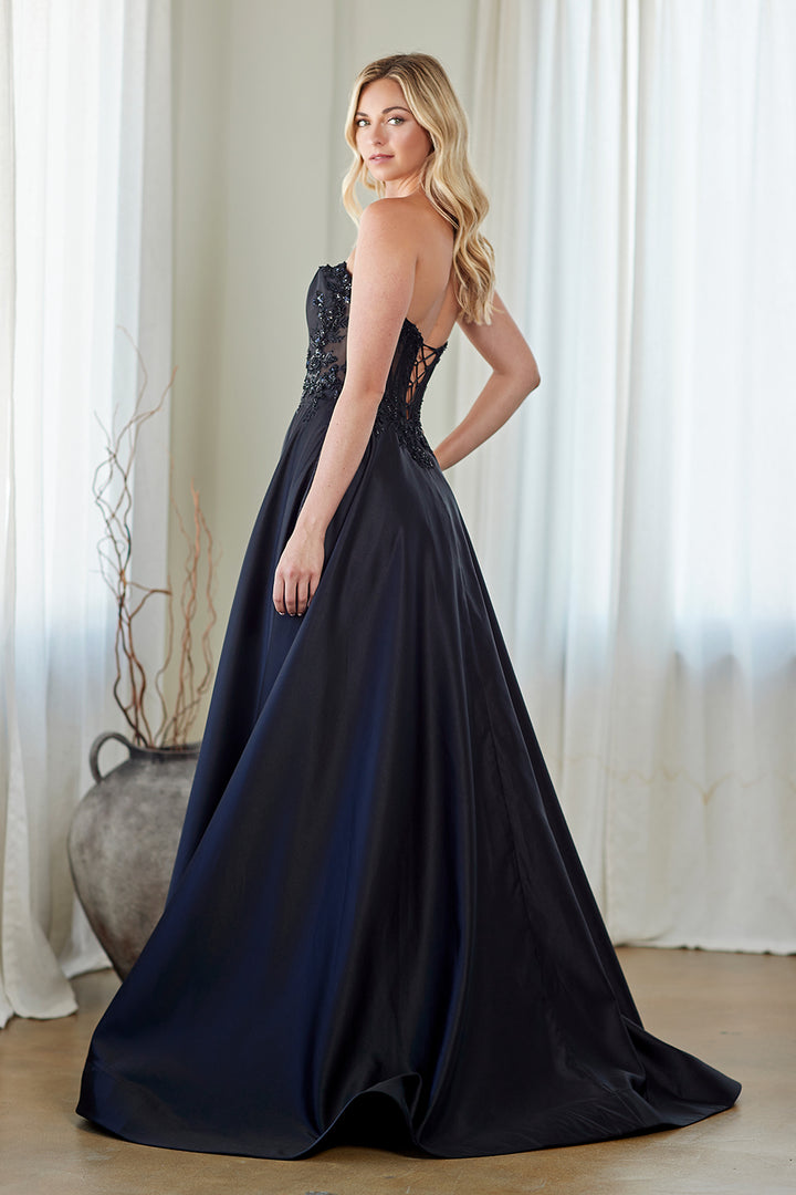 Jersey Strapless A-line Gown by Amelia Couture 7093