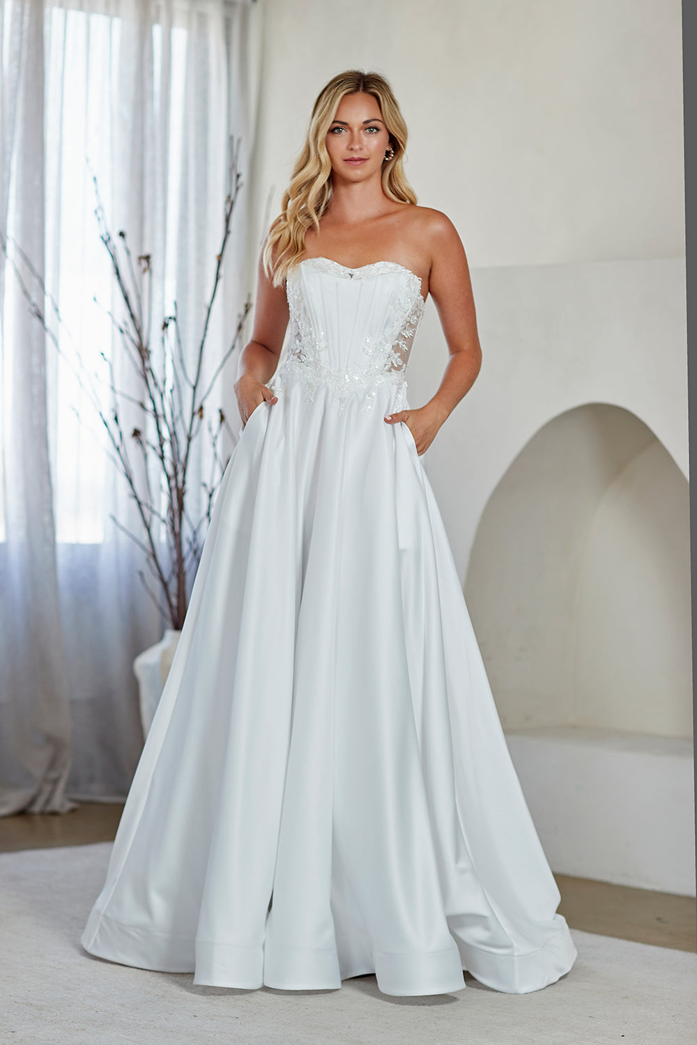 Jersey Strapless A-line Gown by Amelia Couture 7093