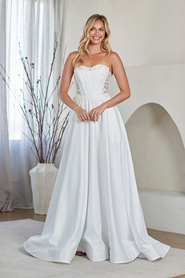 Jersey Strapless A-line Gown by Amelia Couture 7093