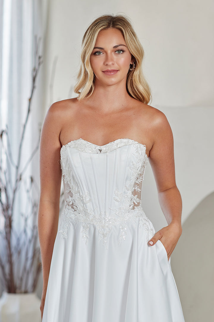 Jersey Strapless A-line Gown by Amelia Couture 7093