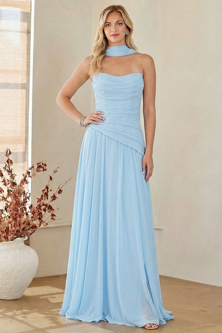 Strapless Scarf A-line Gown by Amelia Couture 6133