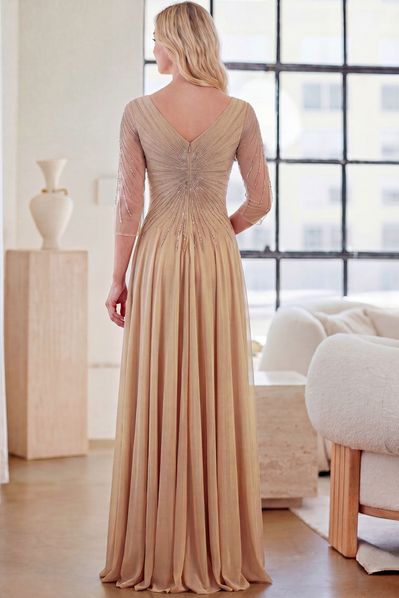 Chiffon 3/4 Sleeve Gown by Amelia Couture KF1501