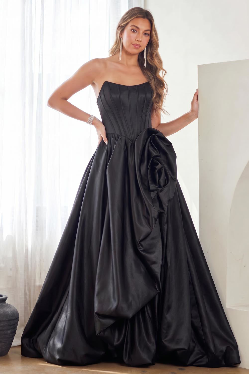 Strapless A-line Bubble Gown by Amelia Couture 2085 12 / Black