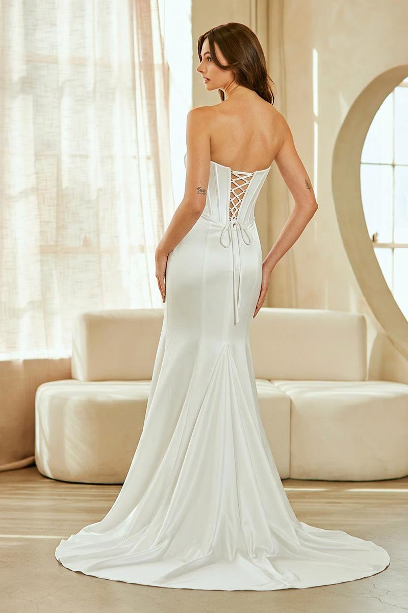 Applique Strapless Slit Gown by Amelia Couture 3120
