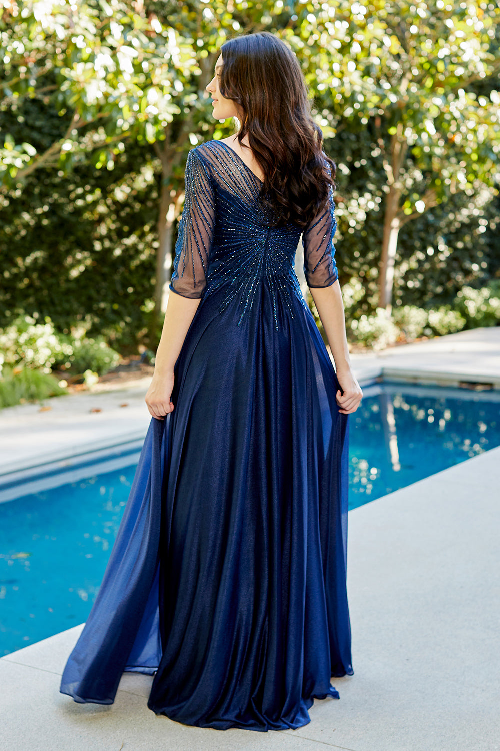 Chiffon 3/4 Sleeve Gown by Amelia Couture KF1501