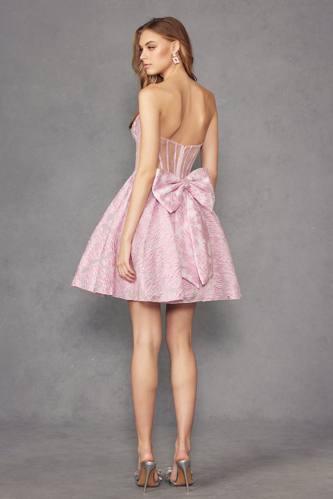 Floral Print Short Strapless Dress by Juliet JT982S