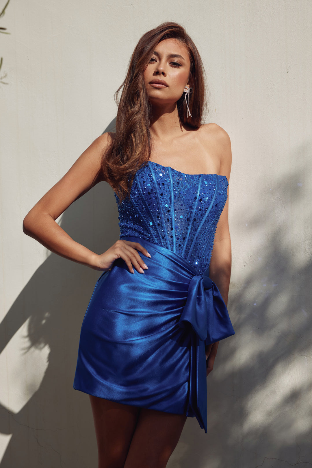 Beaded Short Strapless Dress by Juliet JT968A