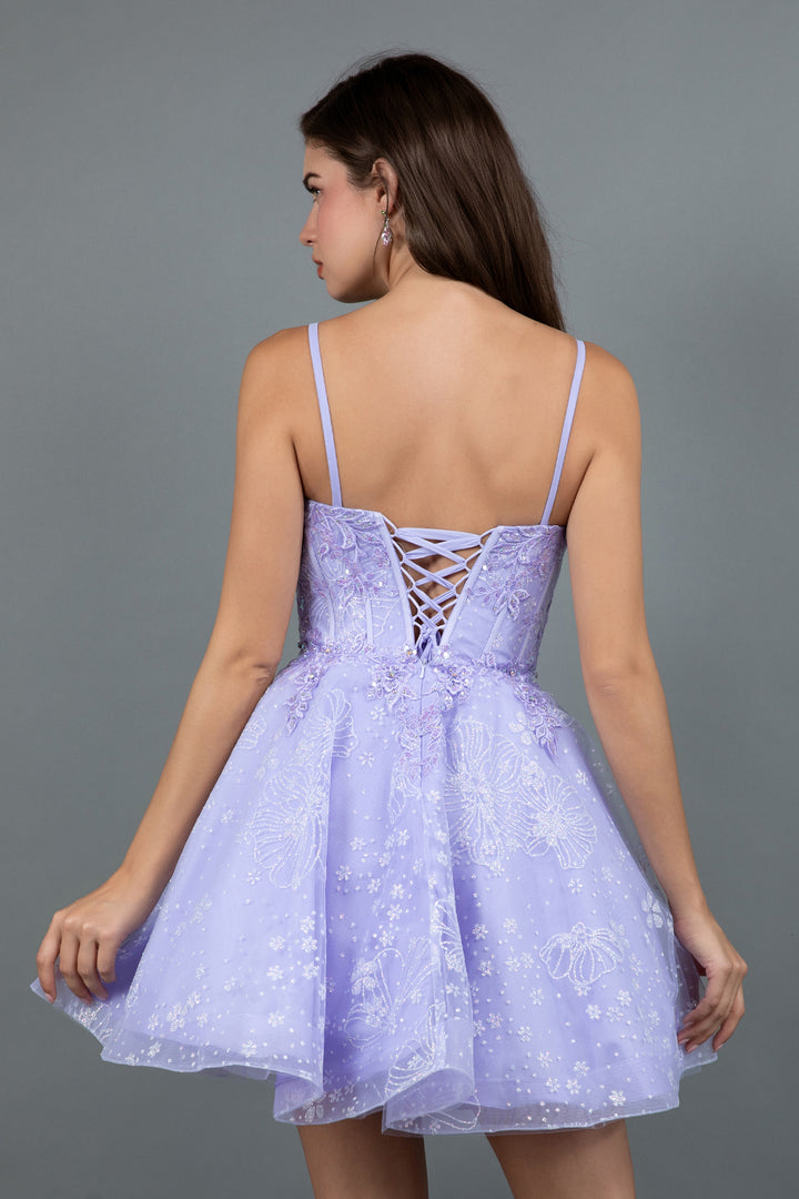 Glitter Print Short Sleeveless Dress by Juliet JT985L