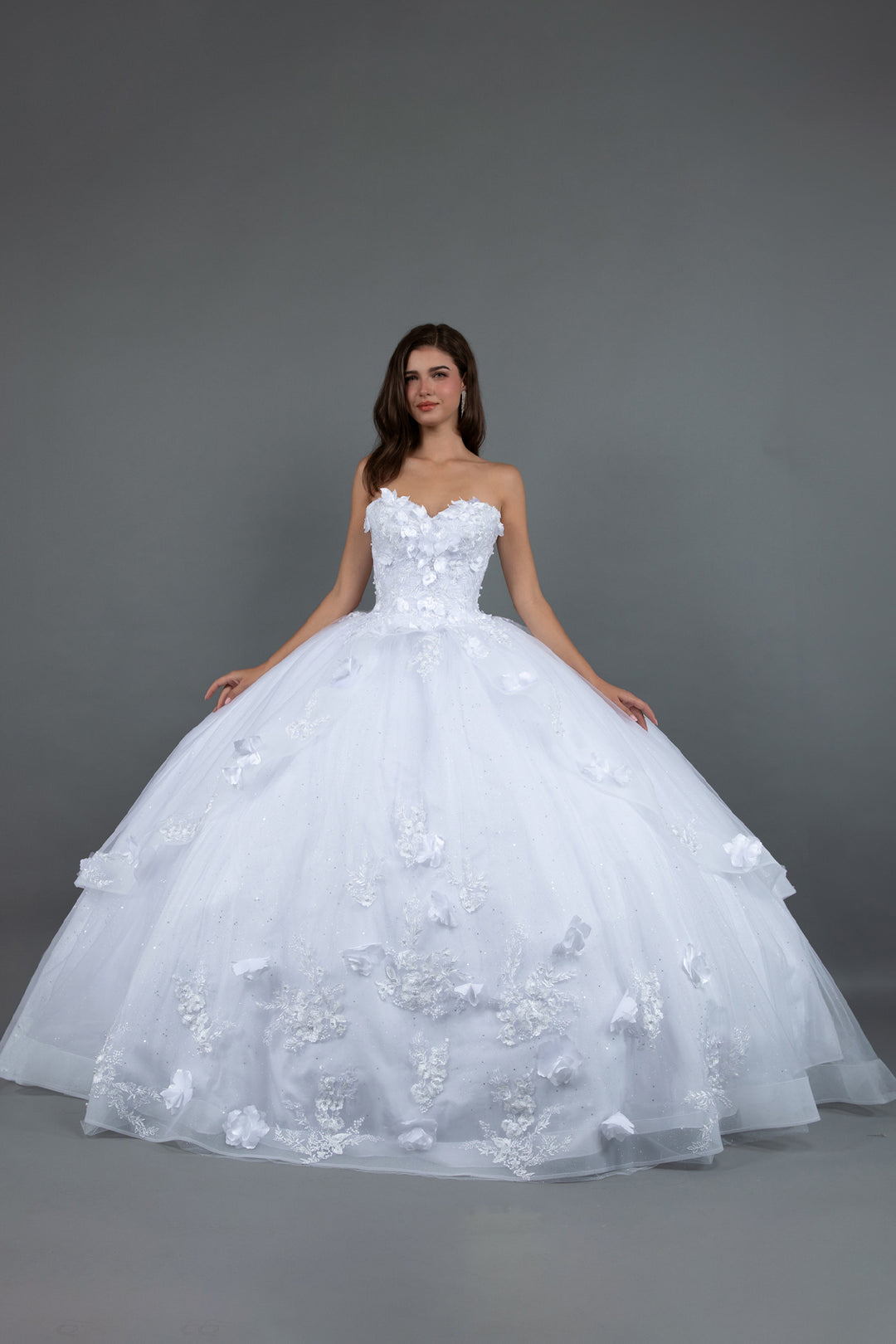 3D Floral Strapless Ball Gown by Juliet JT1495HW