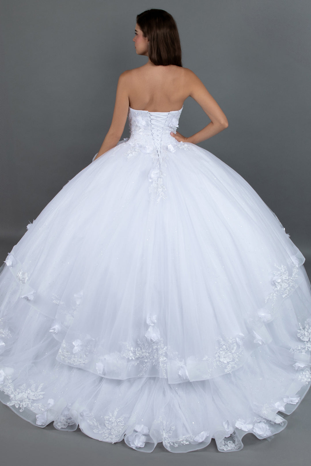 3D Floral Strapless Ball Gown by Juliet JT1495HW