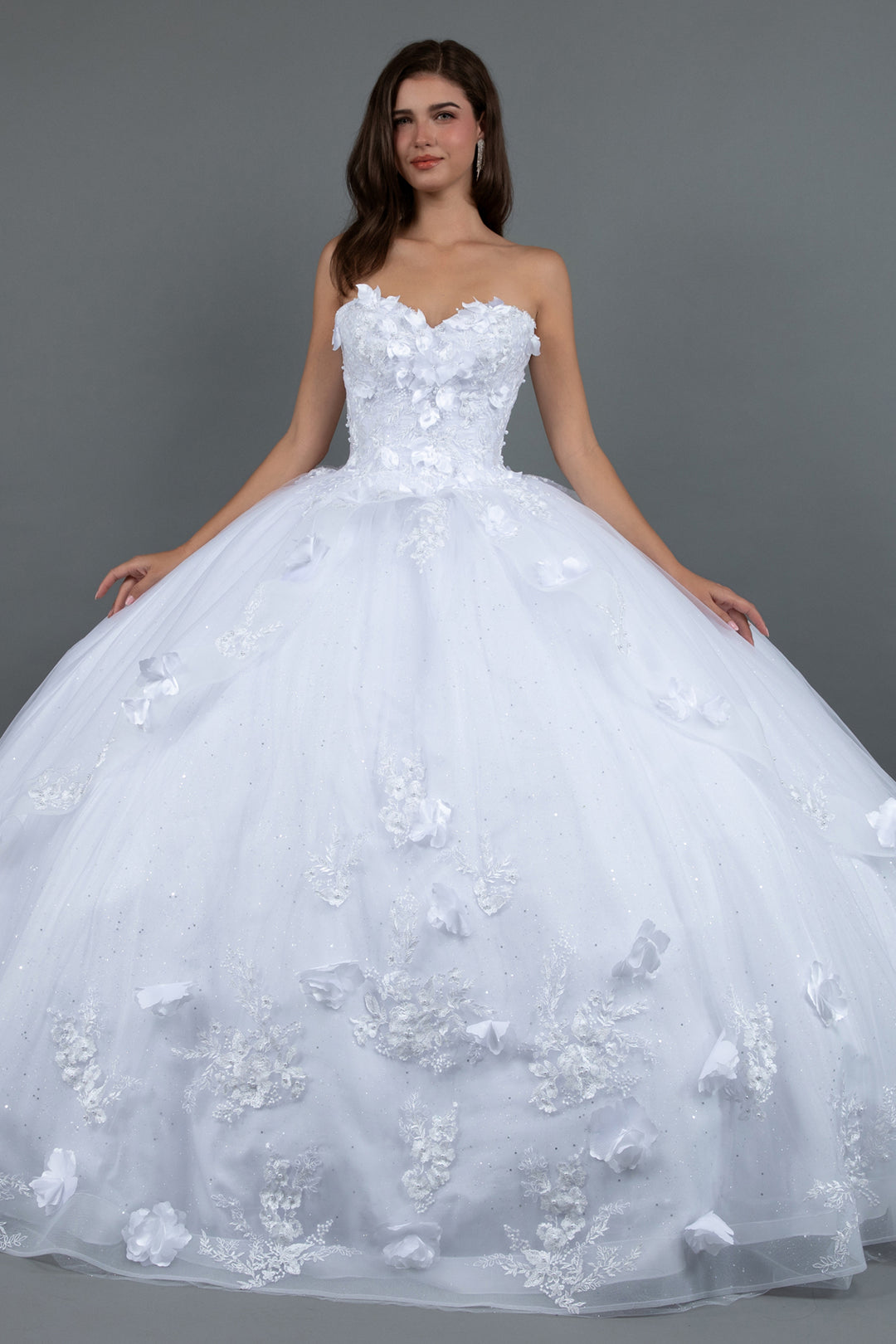 3D Floral Strapless Ball Gown by Juliet JT1495HW