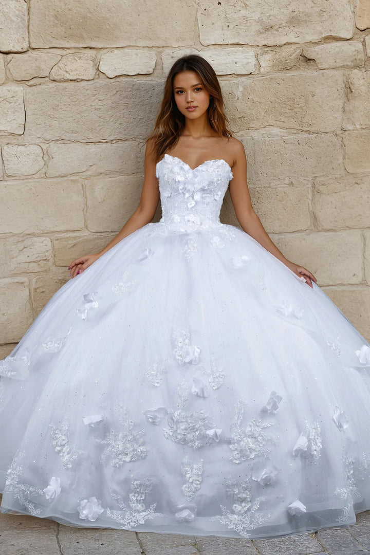 3D Floral Strapless Ball Gown by Juliet JT1495HW