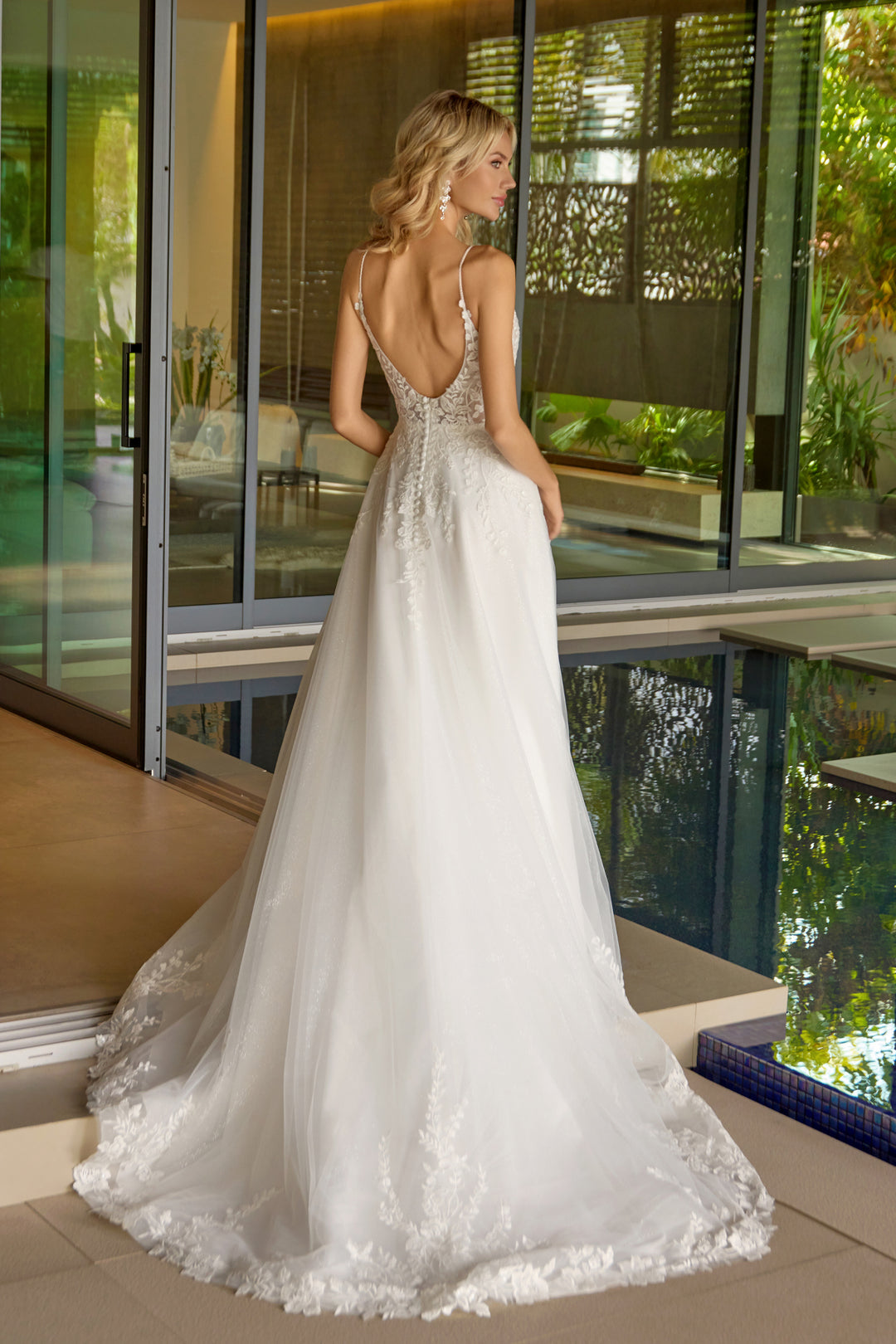 White Applique Sleeveless Gown by Juliet JT2633LW