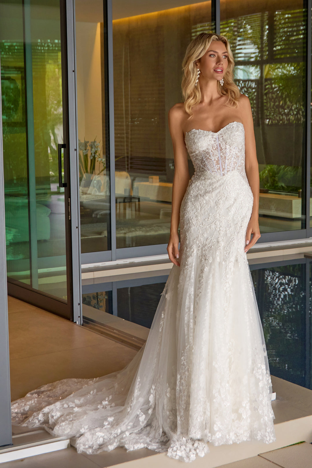 Lace Strapless Bridal Mermaid Gown by Juliet JT2666SW