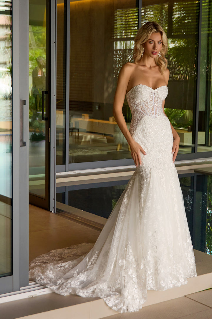 Lace Strapless Bridal Mermaid Gown by Juliet JT2666SW