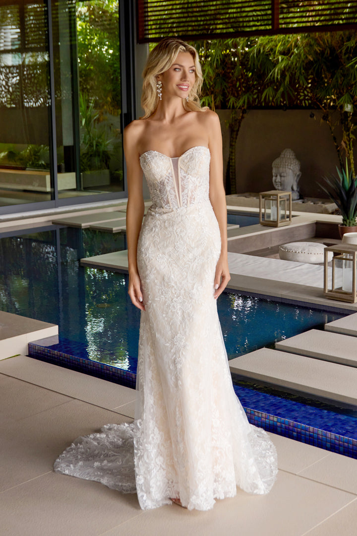 Lace Strapless Bridal Mermaid Gown by Juliet JT2667SW