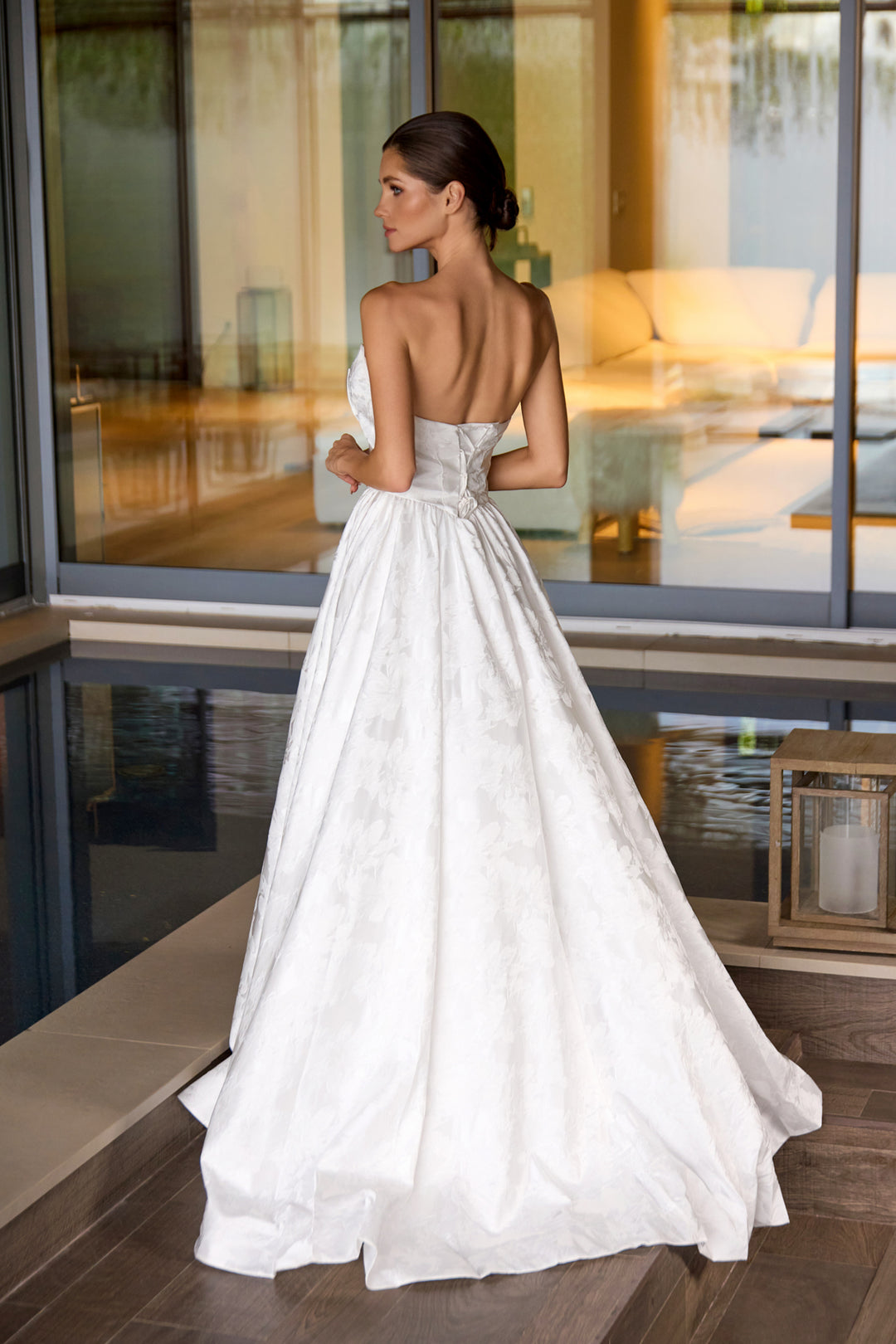 White Strapless Bow Ball Gown by Juliet JT2700AW