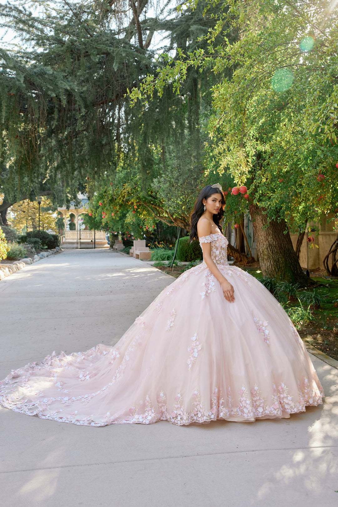 3D Floral Off Shoulder Corset Ball Gown by Juliet JT1460J