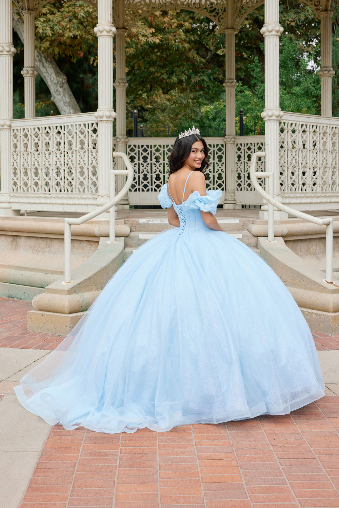 Glitter Tulle Off Shoulder Ball Gown by Juliet JT1487H