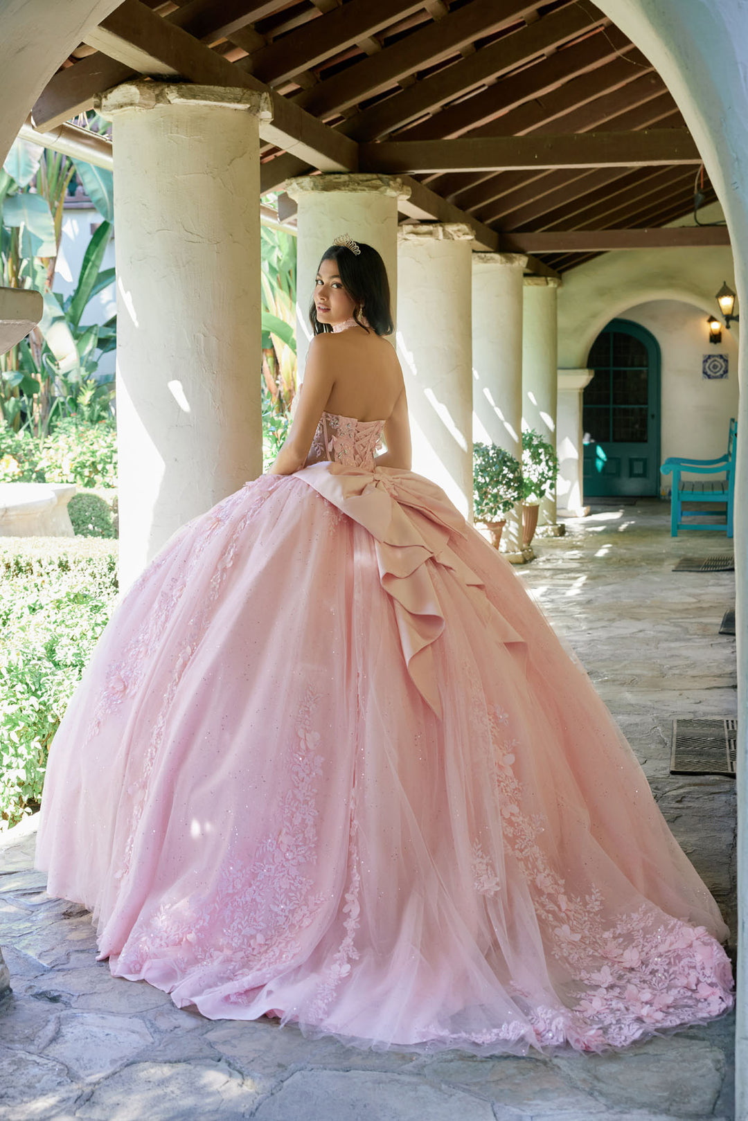 Applique Strapless Choker Ball Gown by Juliet JT1497J