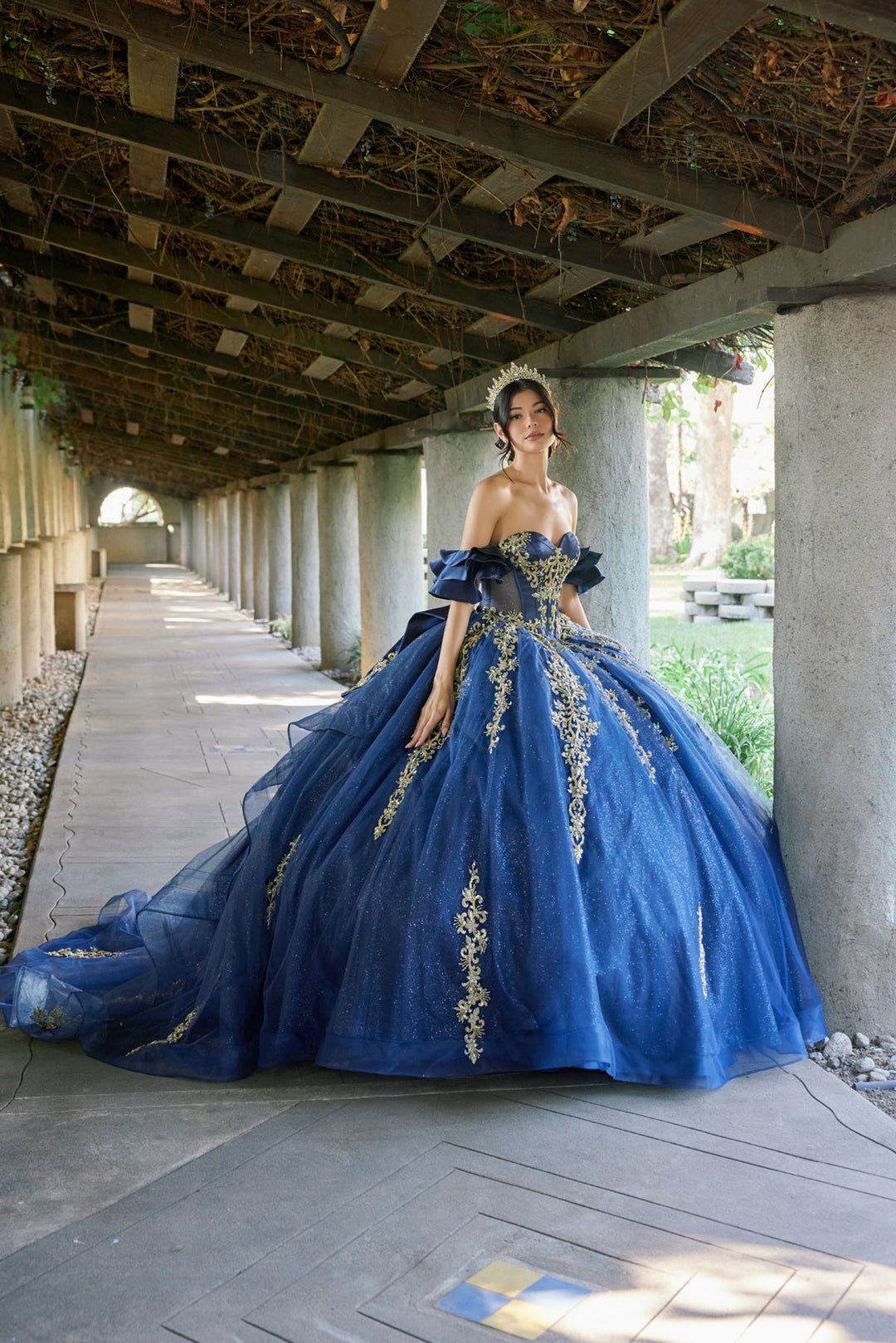 Applique Off Shoulder Ball Gown by Juliet JT1504J