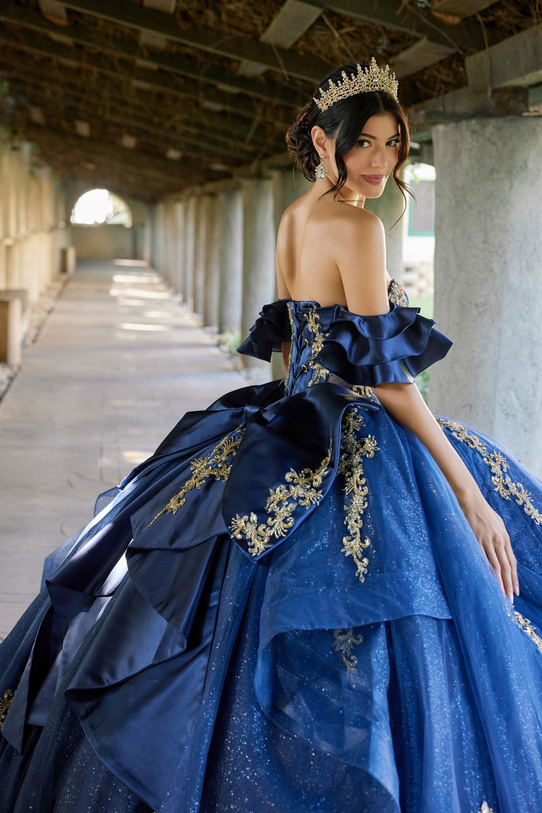 Applique Off Shoulder Ball Gown by Juliet JT1504J