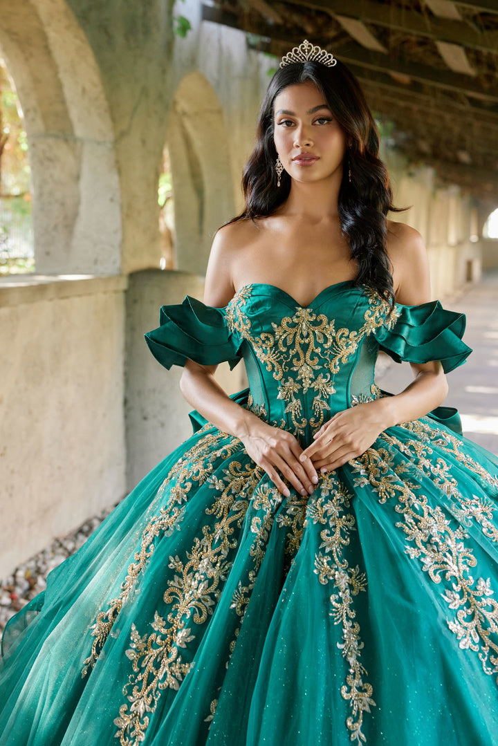 Applique Off Shoulder Ball Gown by Juliet JT1504J