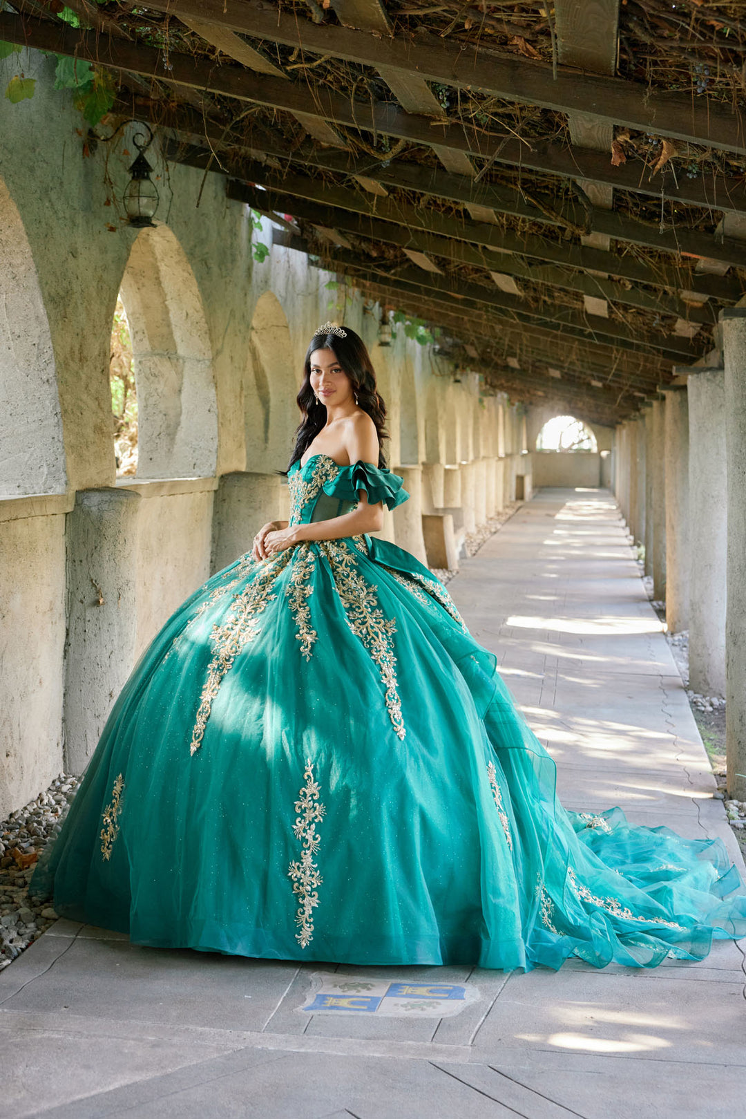 Applique Off Shoulder Ball Gown by Juliet JT1504J