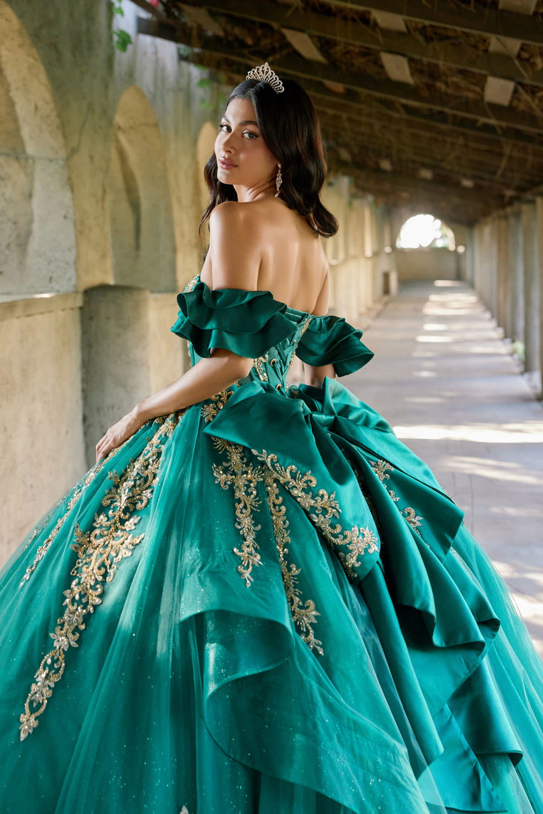 Applique Off Shoulder Ball Gown by Juliet JT1504J