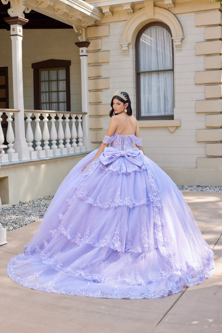 Applique Off Shoulder Layered Ball Gown by Juliet JT1507J
