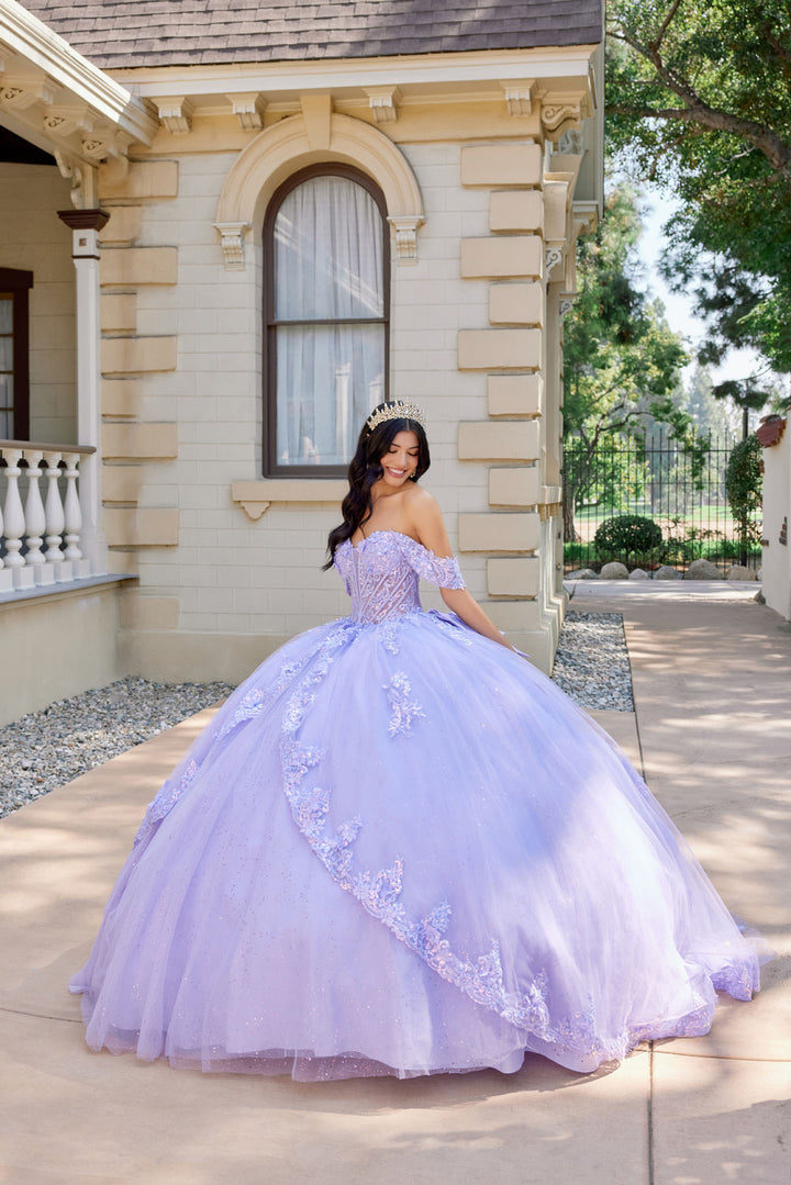 Applique Off Shoulder Layered Ball Gown by Juliet JT1507J