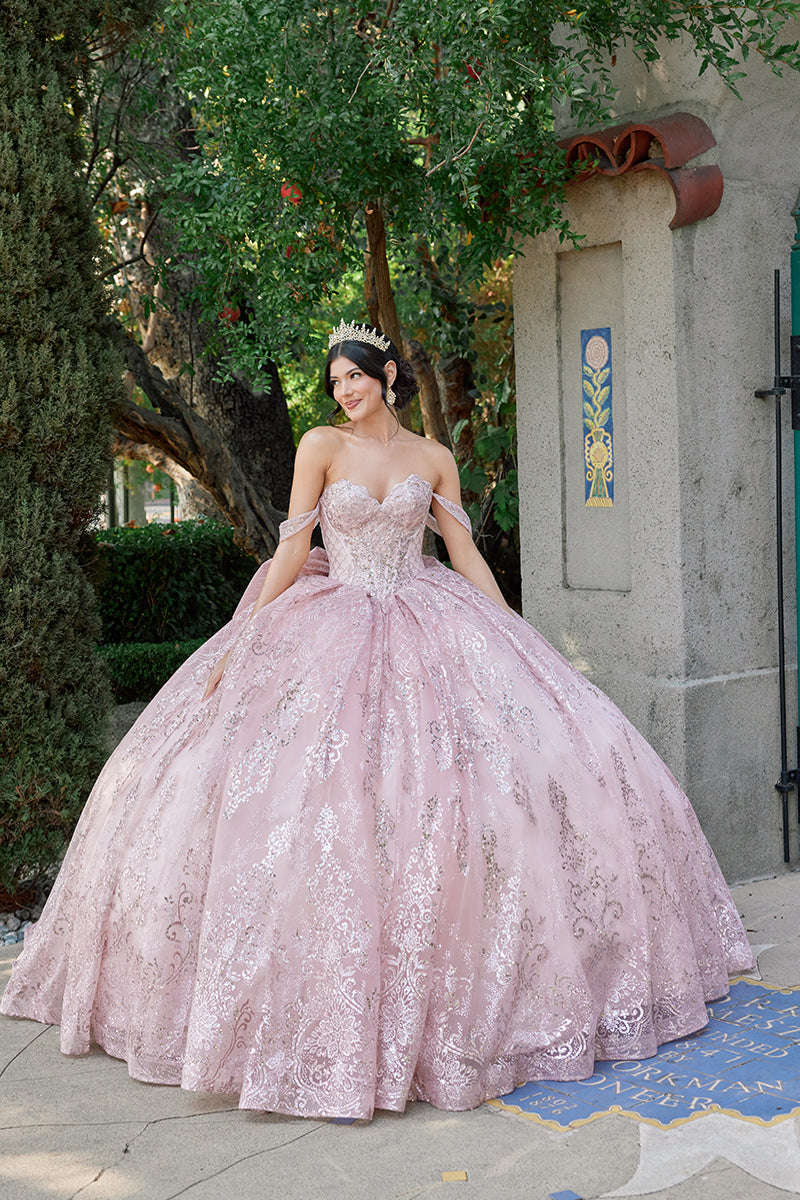 light pink quinceanera dresses off the shoulder Baby Pink Quinceaera Dress with Rhinestone Bodice Skirt XS / Pink