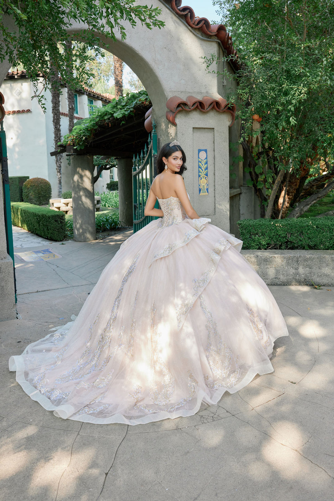 Applique Strapless Layered Ball Gown by Juliet JT1511H