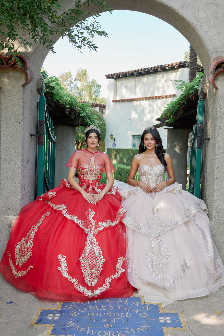 Applique Strapless Layered Ball Gown by Juliet JT1511H