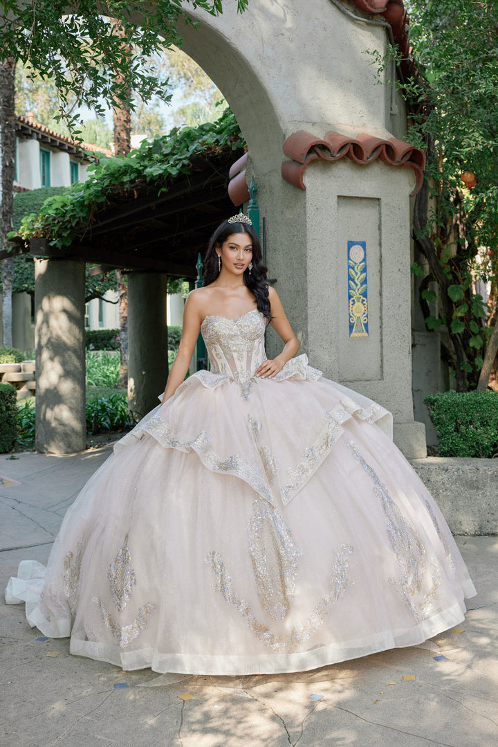 Applique Strapless Layered Ball Gown by Juliet JT1511H