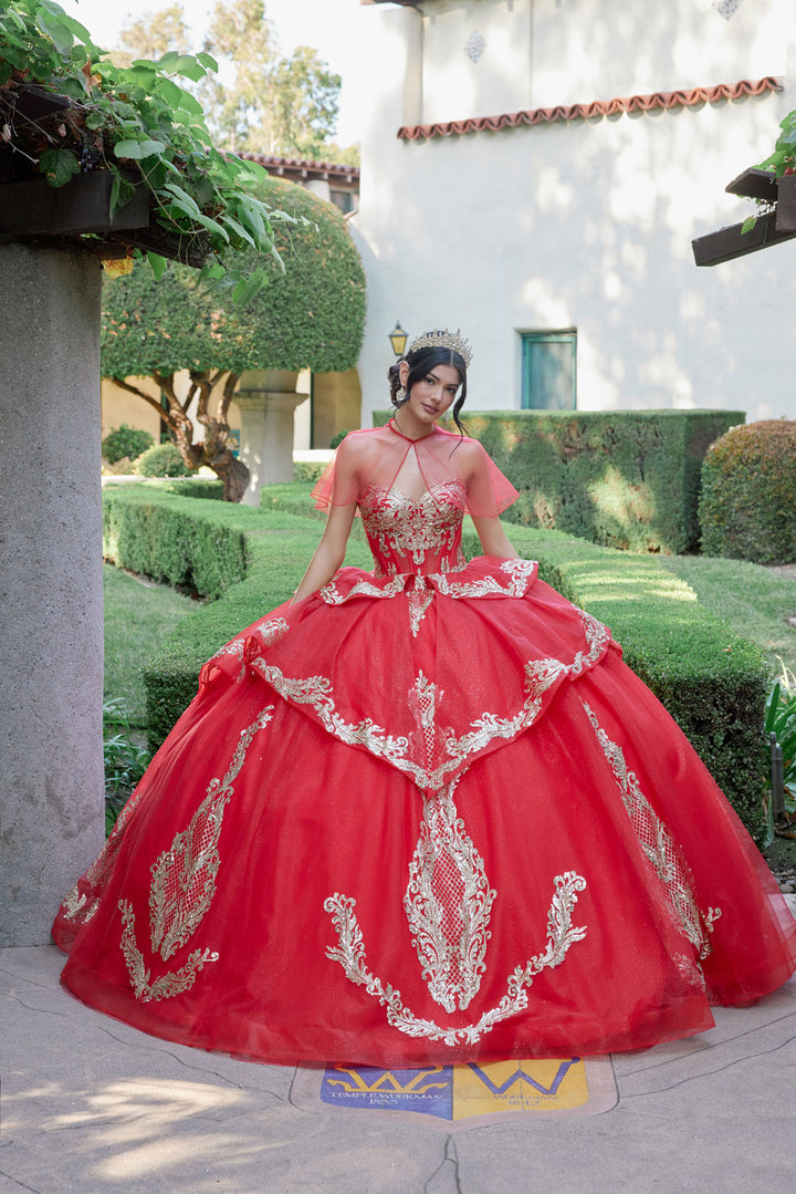 Applique Strapless Layered Ball Gown by Juliet JT1511H