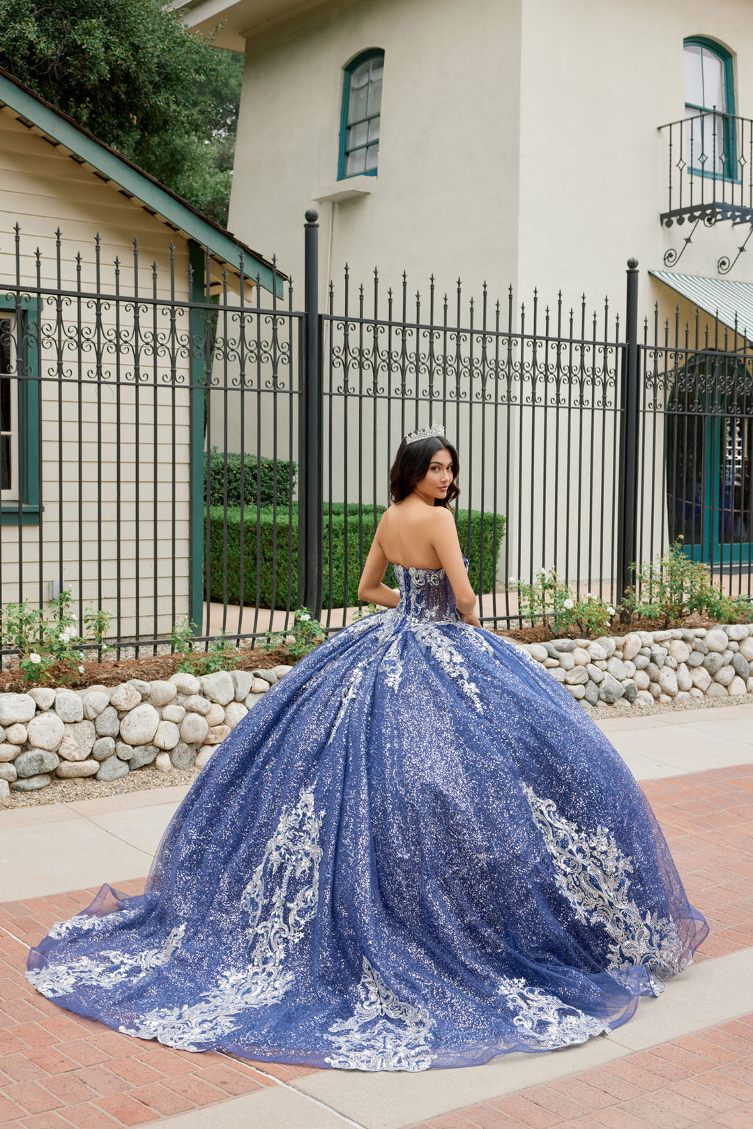 Applique Strapless Glitter Ball Gown by Juliet JT1512H