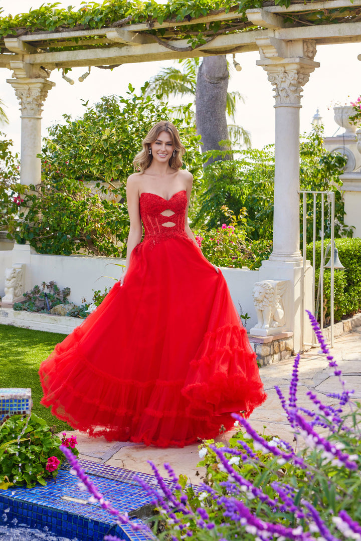 Strapless A-line Ruffled Gown by Juliet JT2561S