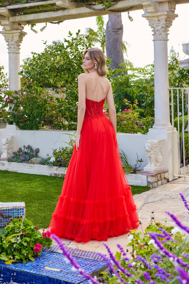 Strapless A-line Ruffled Gown by Juliet JT2561S