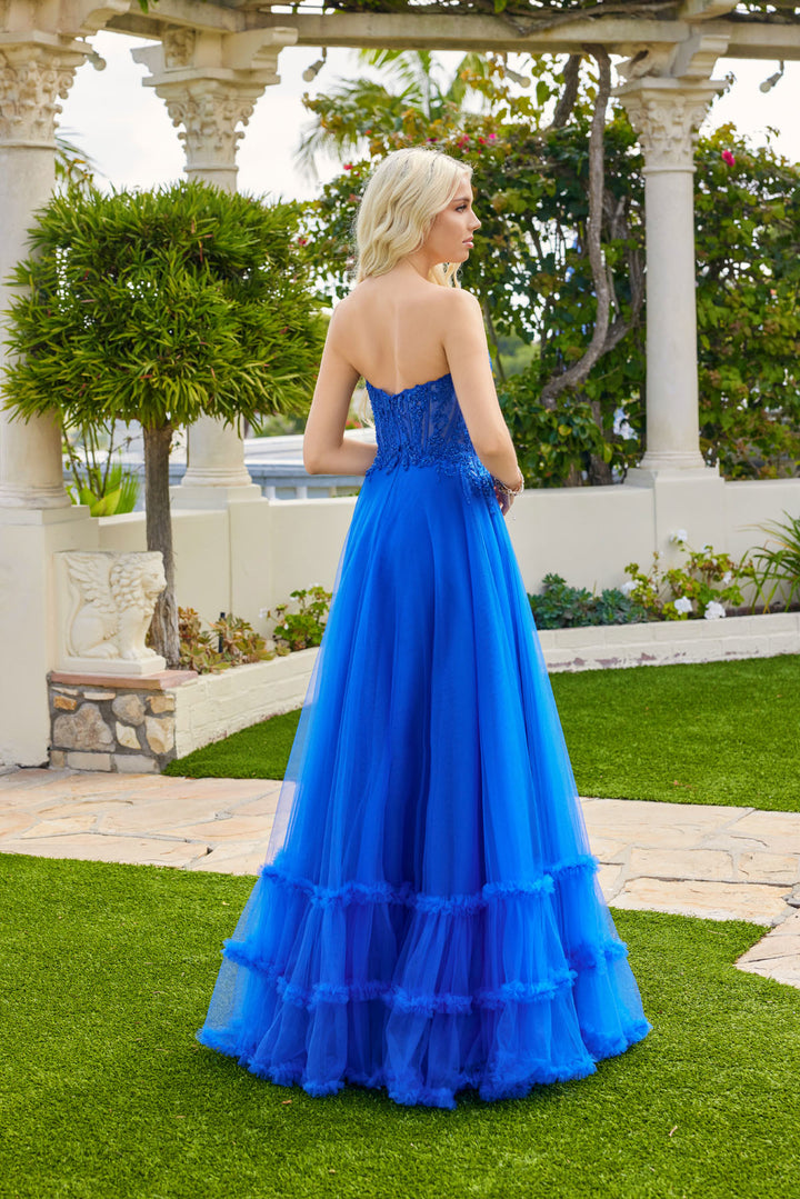 Strapless A-line Ruffled Gown by Juliet JT2561S