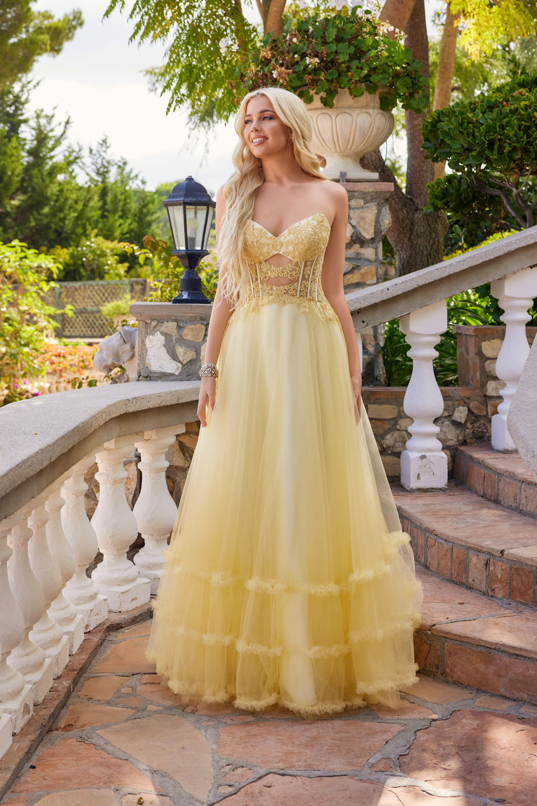 Strapless A-line Ruffled Gown by Juliet JT2561S