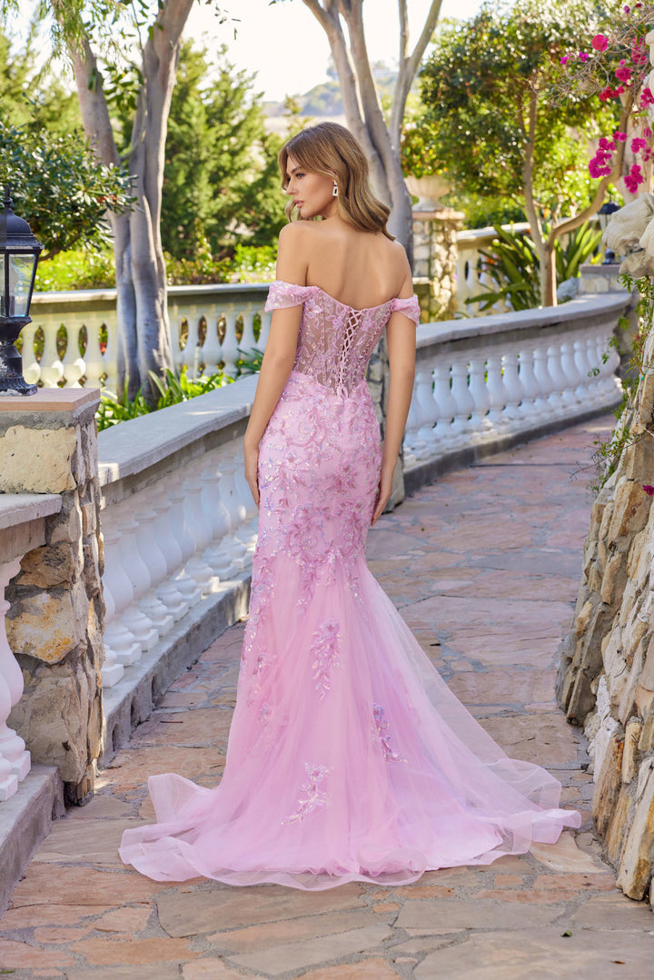 Applique Off Shoulder Mermaid Dress by Juliet JT2612N