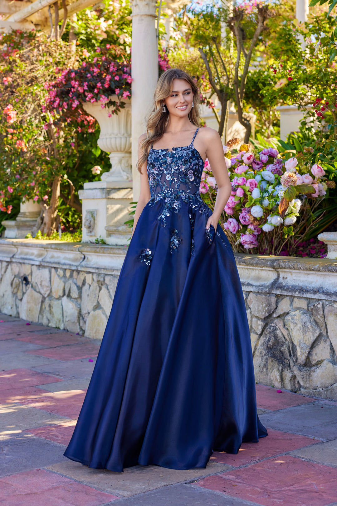 Applique Sleeveless A-line Gown by Juliet JT2617U