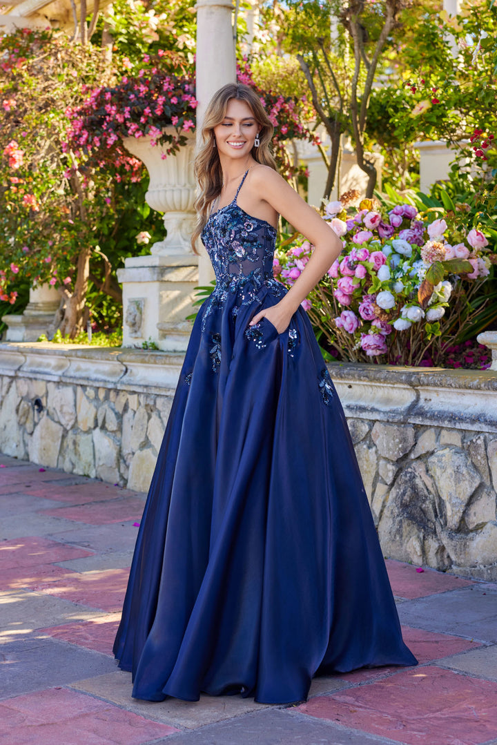 Applique Sleeveless A-line Gown by Juliet JT2617U