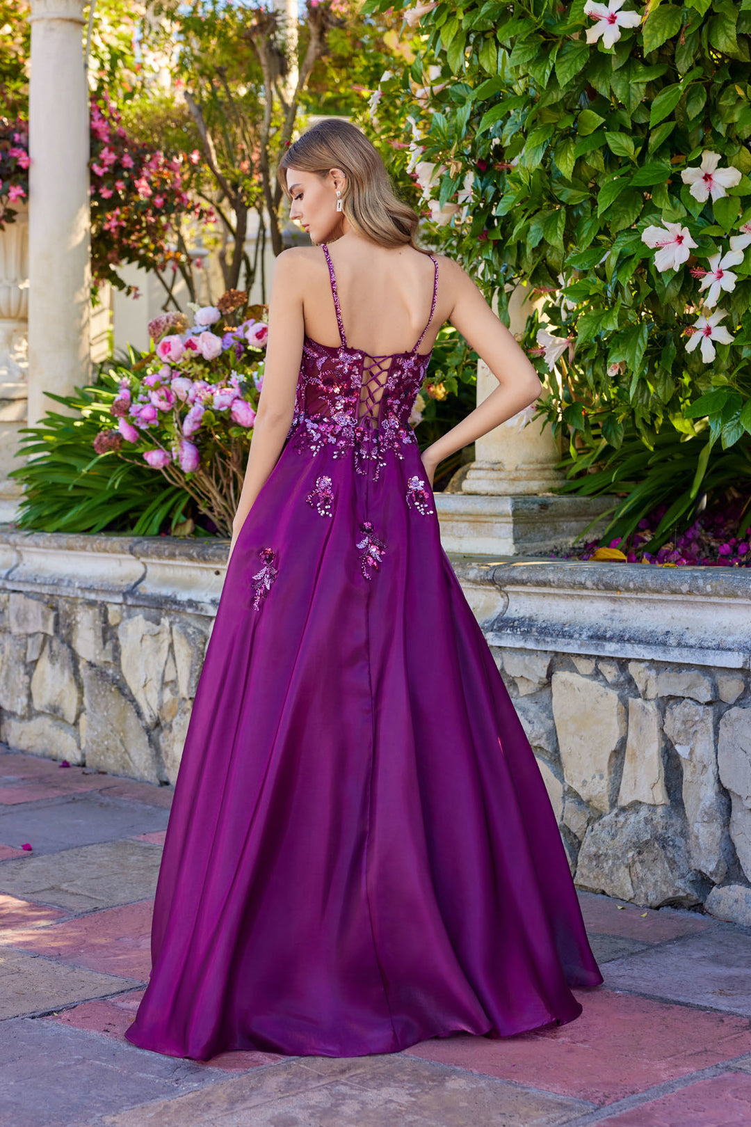 Applique Sleeveless A-line Gown by Juliet JT2617U