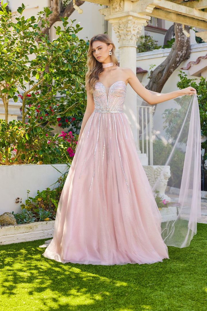 Tulle Strapless Cape A-line Gown by Juliet JT2620U