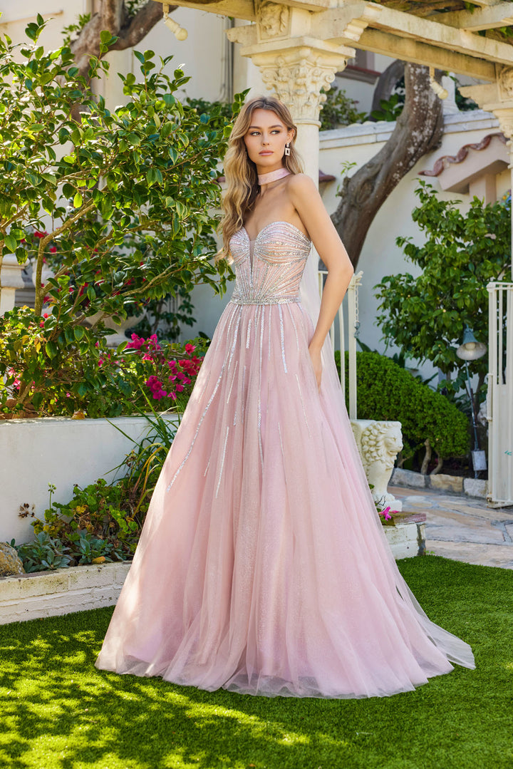 Tulle Strapless Cape A-line Gown by Juliet JT2620U