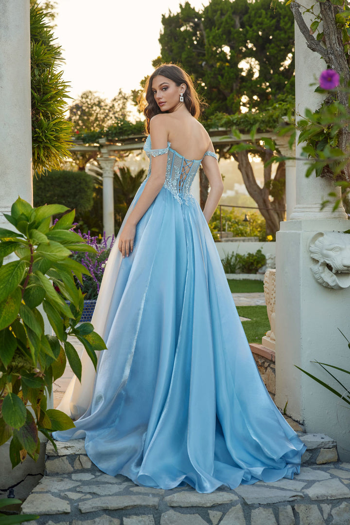 Beaded Satin Sleeveless A-line Gown by Juliet JT2639G