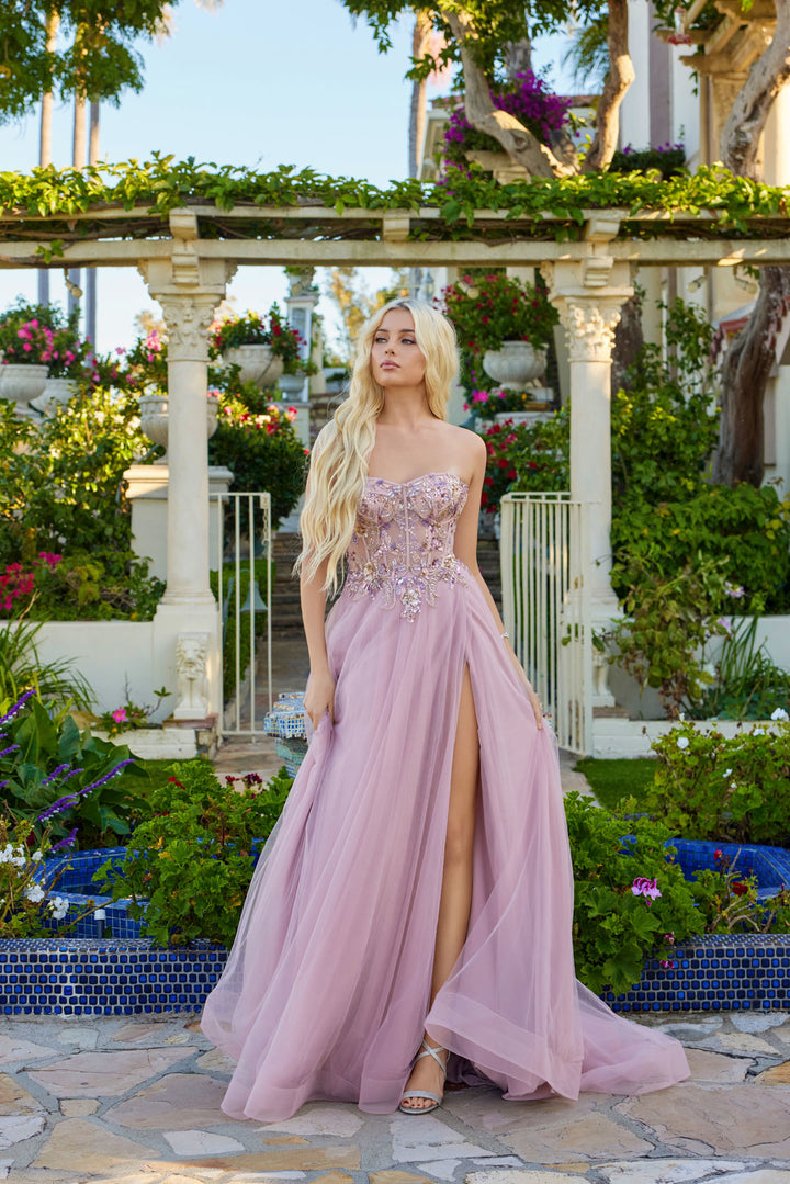 Beaded Sweetheart A-line Slit Gown by Juliet JT2640G