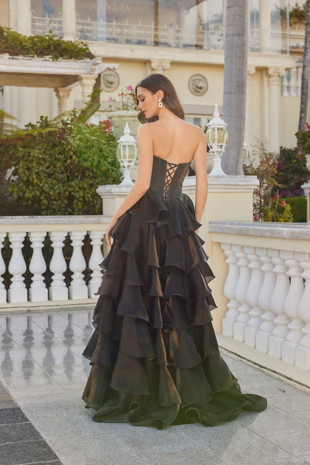 Strapless A-line Ruffled Slit Gown by Juliet JT2664S